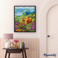 Load image into Gallery viewer, Highland Cow Blooming Hills