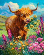 Load image into Gallery viewer, Paint by numbers kit for adults Highland Cow Flower Bliss Figured'Art UK