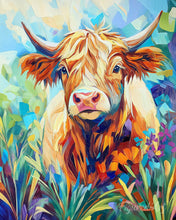 Load image into Gallery viewer, Paint by numbers kit for adults Highland Cow in Bloom Figured'Art UK