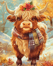 Load image into Gallery viewer, Paint by numbers kit for adults Highland Cow Autumn Charm Figured'Art UK