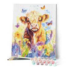 Load image into Gallery viewer, Highland Cow with Butterflies
