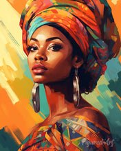 Load image into Gallery viewer, Paint by numbers kit for adults Woman with Colorful Headwrap Figured'Art UK