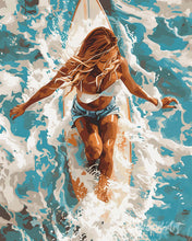 Load image into Gallery viewer, Paint by numbers kit for adults Sunlit Ocean Woman Figured'Art UK