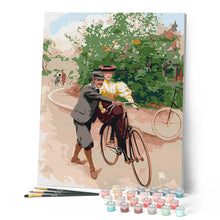 Load image into Gallery viewer, Romantic Bicycle Lesson Vintage Painting
