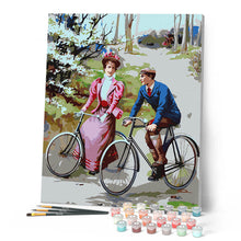 Load image into Gallery viewer, Vintage Couple Cycling Painting