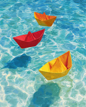 Load image into Gallery viewer, Paint by numbers kit for adults Origami Boats on Blue Figured'Art UK