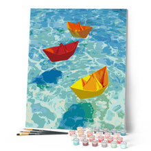 Load image into Gallery viewer, Origami Boats on Blue