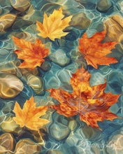 Load image into Gallery viewer, Paint by numbers kit for adults Amber Leaves on Water Figured'Art UK