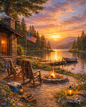 Load image into Gallery viewer, Paint by numbers kit for adults Golden Hour by the Lake Figured'Art UK