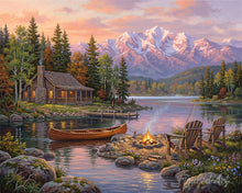 Load image into Gallery viewer, Paint by numbers kit for adults Campfire by the Lake Figured'Art UK
