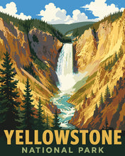 Load image into Gallery viewer, Paint by numbers kit for adults Yellowstone National Park, Lower Falls - Wyoming Figured'Art UK