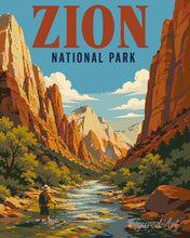Load image into Gallery viewer, Paint by numbers kit for adults Zion National Park, Virgin River - Utah Figured'Art UK