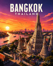 Load image into Gallery viewer, Paint by numbers kit for adults Travel Poster Bangkok, Temple of Dawn Figured'Art UK