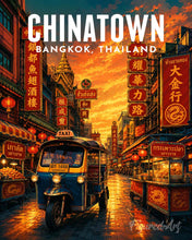 Load image into Gallery viewer, Paint by numbers kit for adults Travel Poster Bangkok, Chinatown Street Figured'Art UK