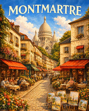 Load image into Gallery viewer, Paint by numbers kit for adults Travel Poster Montmartre Figured'Art UK