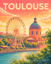 Load image into Gallery viewer, Paint by numbers kit for adults Travel Poster Toulouse, Ferris Wheel Figured'Art UK