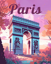 Load image into Gallery viewer, Paint by numbers kit for adults Travel Poster Paris, Triumph Arch Figured'Art UK