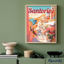 Load image into Gallery viewer, Travel Poster Santorini Cliff View