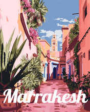 Load image into Gallery viewer, Paint by numbers kit for adults Travel Poster Marrakech Old Town Figured'Art UK