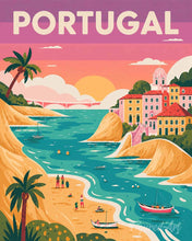 Load image into Gallery viewer, Paint by numbers kit for adults Travel Poster Portugal Ocean Coast Figured'Art UK