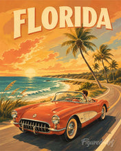 Load image into Gallery viewer, Paint by numbers kit for adults Florida Vintage Poster Figured'Art UK