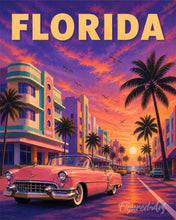 Load image into Gallery viewer, Paint by numbers kit for adults Florida’s Violet Sky Vintage Poster Figured'Art UK