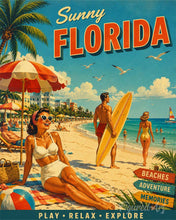 Load image into Gallery viewer, Paint by numbers kit for adults Sunny Florida Vintage Poster Figured'Art UK