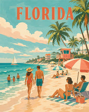 Load image into Gallery viewer, Paint by numbers kit for adults Florida Coast Vintage Poster Figured'Art UK