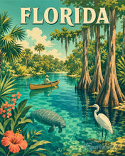 Load image into Gallery viewer, Paint by numbers kit for adults Florida Wildlife Vintage Poster Figured'Art UK