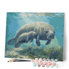 Load image into Gallery viewer, Manatee mom and baby cuddles