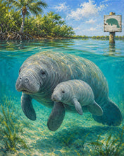 Load image into Gallery viewer, Paint by numbers kit for adults Manatee and Baby in a Mangrove Lagoon Figured'Art UK