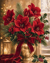 Load image into Gallery viewer, Paint by numbers kit for adults Christmas Poinsettias Figured'Art UK