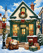 Load image into Gallery viewer, Paint by numbers kit for adults Cozy Christmas Cottage Figured'Art UK
