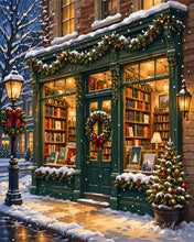 Load image into Gallery viewer, Paint by numbers kit for adults Christmas Bookstore Figured'Art UK