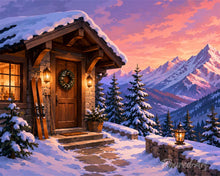 Load image into Gallery viewer, Paint by numbers kit for adults Cozy Winter Cabin Figured'Art UK