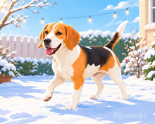 Load image into Gallery viewer, Paint by numbers kit for adults Beagle in the Snow Figured'Art UK