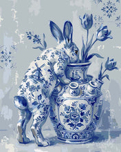 Load image into Gallery viewer, Paint by numbers kit for adults Delft Blue Bunny Figured'Art UK