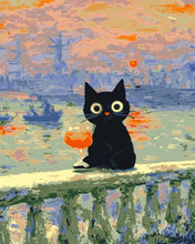 Load image into Gallery viewer, Paint by numbers kit for adults Monet Sunset Cat Figured'Art UK