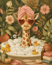 Load image into Gallery viewer, Paint by numbers kit for adults Giraffe Bubble Bath Figured'Art UK