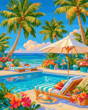 Load image into Gallery viewer, Paint by numbers kit for adults Palm Pool Figured'Art UK