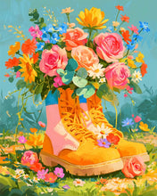 Load image into Gallery viewer, Paint by numbers kit for adults Floral Boots Figured'Art UK