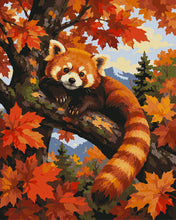 Load image into Gallery viewer, Paint by numbers kit for adults Red Panda in a Maple Tree Figured'Art UK