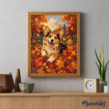 Load image into Gallery viewer, Joyful Corgi in Autumn Leaves