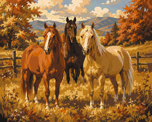 Load image into Gallery viewer, Paint by numbers kit for adults Horses in the Autumn Meadow Figured'Art UK