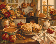 Load image into Gallery viewer, Paint by numbers kit for adults Autumn Kitchen with Fresh-Baked Pies Figured'Art UK