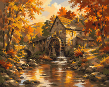 Load image into Gallery viewer, Paint by numbers kit for adults Old Watermill in Autumn Figured'Art UK
