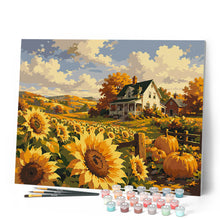 Load image into Gallery viewer, Sunflower Field and White Farmhouse