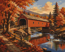 Load image into Gallery viewer, Paint by numbers kit for adults Covered Bridge in Autumn Figured'Art UK