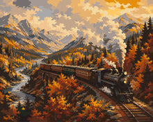 Load image into Gallery viewer, Paint by numbers kit for adults Steam Train Through an Autumn Valley Figured'Art UK