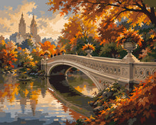 Load image into Gallery viewer, Paint by numbers kit for adults Central Park in Autumn with Bow Bridge Figured'Art UK